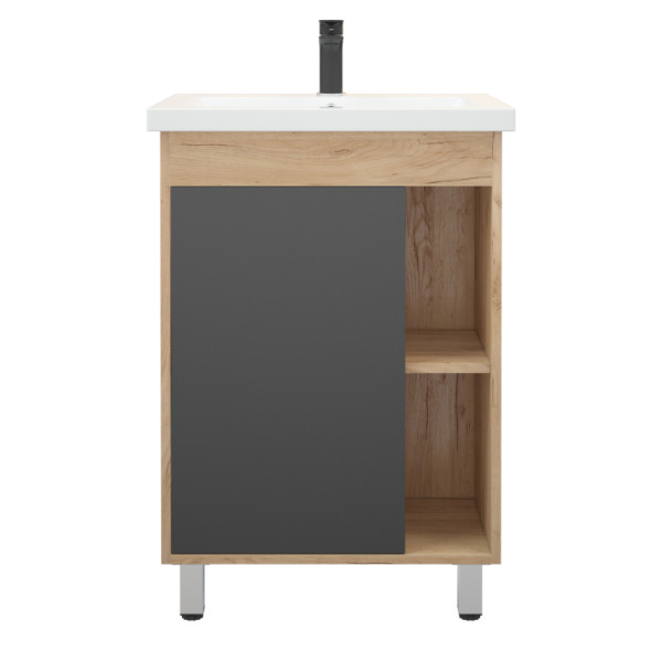 Тумба напольная Melodia Этюд 60 (Como 60) 1 дверь напольная графит/дуб золотой (MFR80039GT)