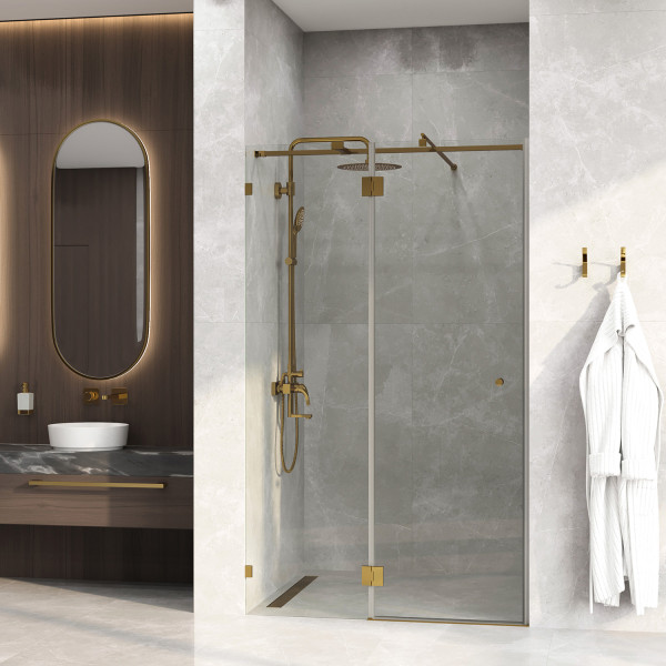 Душевая дверь WasserKRAFT Ems 121x200 стекло прозрачное, профиль золото глянцевое (76H05)