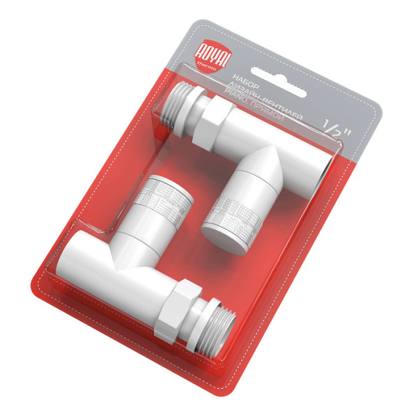 Комплект дизайн-вентилей Royal Thermo PIANO 1/2" прямой (белый) (RTE 56.0010)