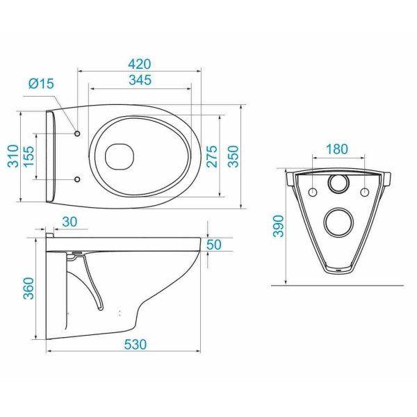 Унитаз подвесной Santek Бореаль 360х350х530 с сиденьем (1WH301977 )