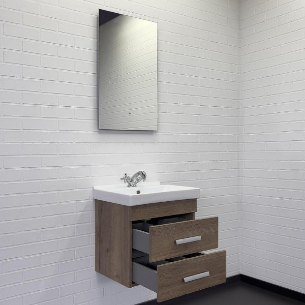 Тумба подвесная с раковиной Comforty Никосия 500x460x520 дуб темный (00-00018026)