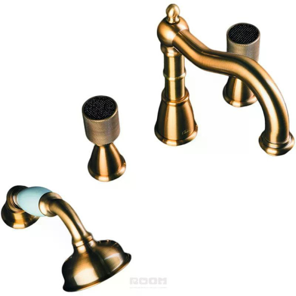 Смеситель на борт ванны Boheme Royal Cristal BR (бронза) (391-Royal/CRST black)