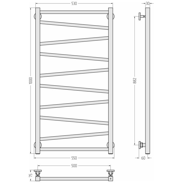 Полотенцесушитель водяной Сунержа Сирокко 1000x500 матовый белый (30-0253-1050)