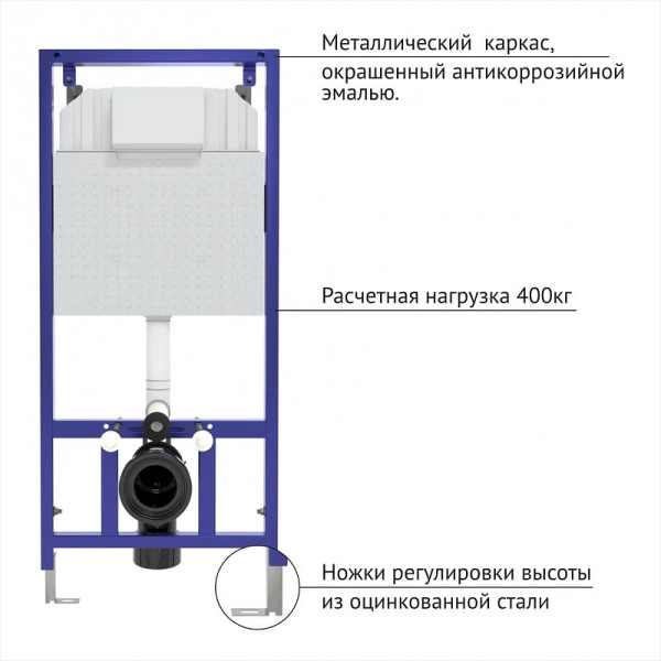 Инсталляция для подвесного унитаза Berges NOVUM D3 с клавишей (040233) хром глянец Инсталляция для подвесного унитаза Berges NOVUM D3 с клавишей (040233) хром глянец