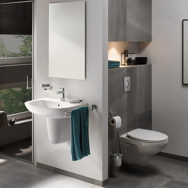 Комплект инсталляция с унитазом Grohe Solido Compact c унитазом Bau Ceramic и сиденьем микролифт, кнопкой смыва хром (39586000)