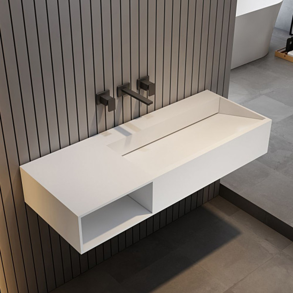 Тумба-раковина подвесная Abber Stein 200x1000x460 белая матовая (AS2640-1.0 L)