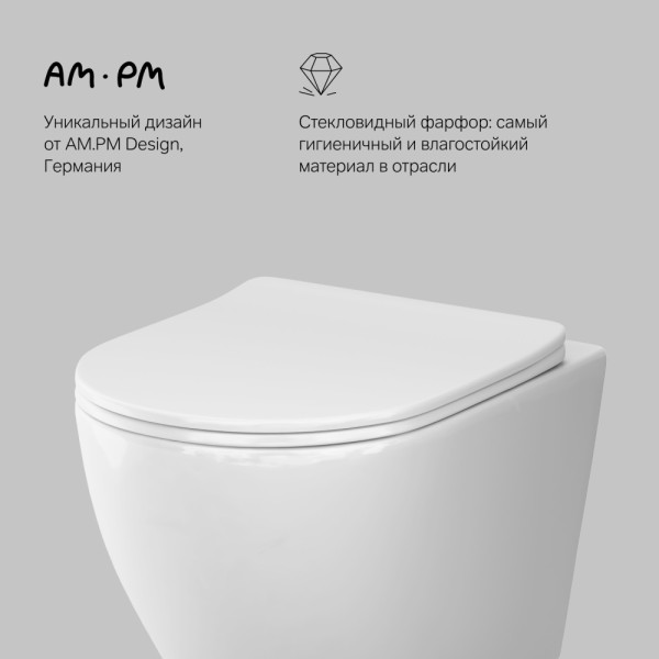 Унитаз подвесной AM.PM Like AquaSpin с сиденьем soft-close (C801900SC) Унитаз подвесной AM.PM Like AquaSpin с сиденьем soft-close (C801900SC)