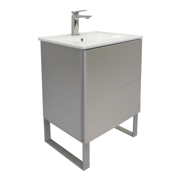 Тумба напольная Comforty Асти 610x850x465 белый глянцевый с раковиной (00-00019361)