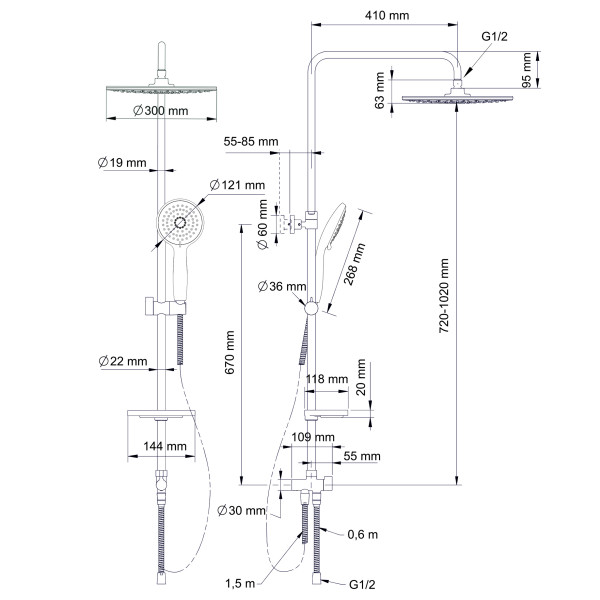 Душевой гарнитур Swedbe Calypso хром/белый (5101) Душевой гарнитур Swedbe Calypso хром/белый (5101)