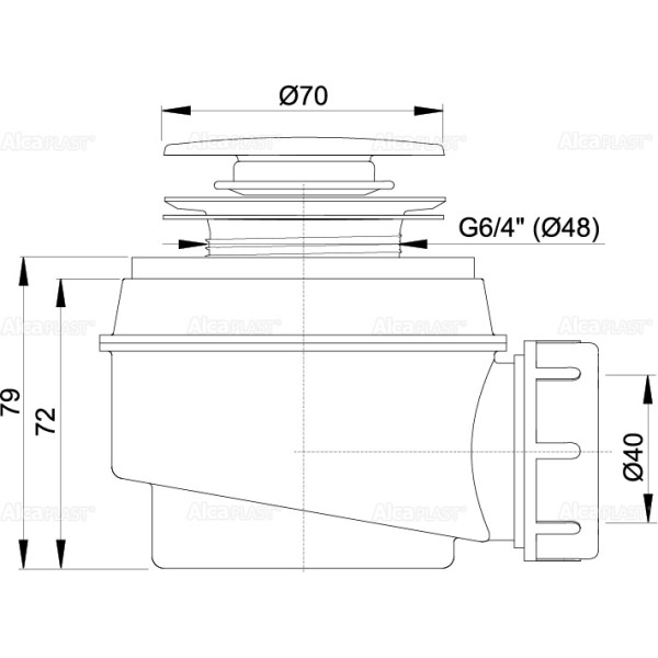 Сифон для душевого поддона AlcaPlast 1 1/2"х70 мм. Quick Clac (A466-50)