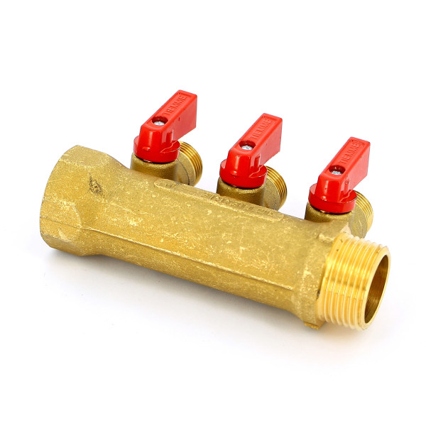 Коллектор с шаровыми кранами Tiemme NINO 3 выхода 1*1/2"(16) (латунь) (1820005) Коллектор с шаровыми кранами Tiemme NINO 3 выхода 1*1/2"(16) (латунь) (1820005)