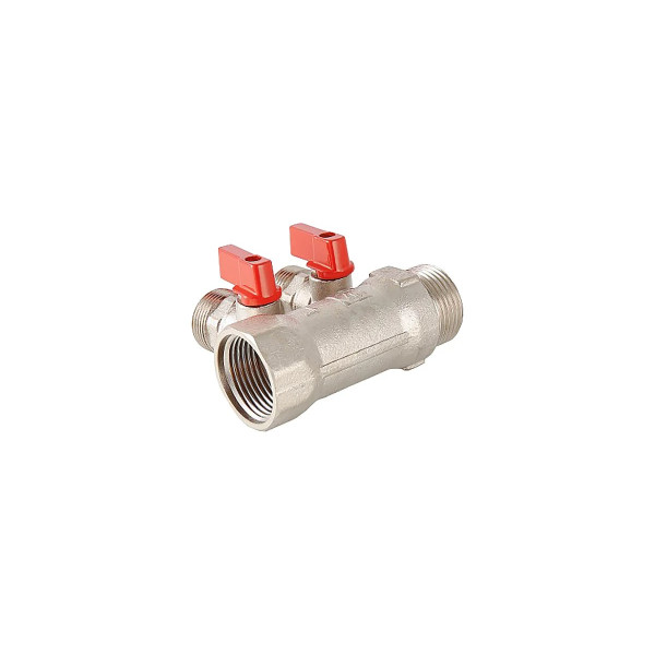 Коллектор 2 отв. с шар. клапанами 1"*3/4(18) евроконус Valtec (никель) красные ручки (VTc.580.NE.0602) Коллектор 2 отв. с шар. клапанами 1"*3/4(18) евроконус Valtec (никель) красные ручки (VTc.580.NE.0602)