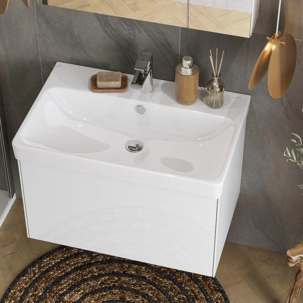 Тумба-умывальник Aquaton Асти 70 Белый матовый/Белый глянец/1WH501628 Умывальник Адриана 70 (1A2630K0AX2B0)