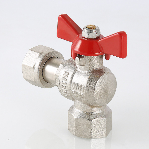 Кран угловой 1/2"х1/2" ВВ шаровый с накидной гайкой Valtec (красная бабочка) VT.266.N.0404