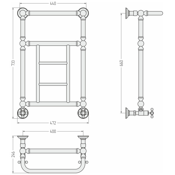 Полотенцесушитель водяной Сунержа Ренессанс 660x400 матовый черный (31-0282-6640) Полотенцесушитель водяной Сунержа Ренессанс 660x400 матовый черный (31-0282-6640)
