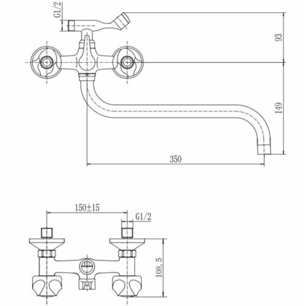 Смеситель для ванны и душа Fashun хром (A2626-2)