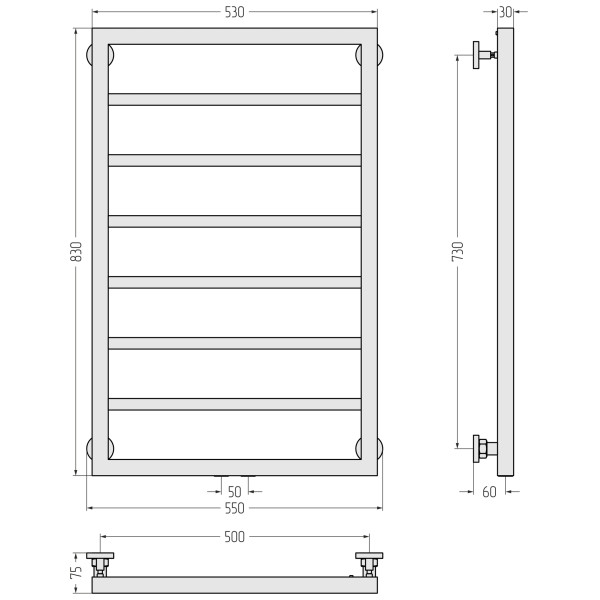 Полотенцесушитель водяной Сунержа Канцлер 800x500 матовый белый (30-0254-8050)