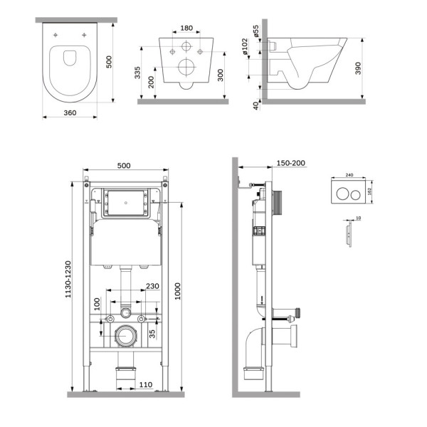 Комплект инсталляция с унитазом AM.PM PrimeFit с клав L хром глянц с подвесным унитазом X-Joy Aquaspin (IS90151.851900)
