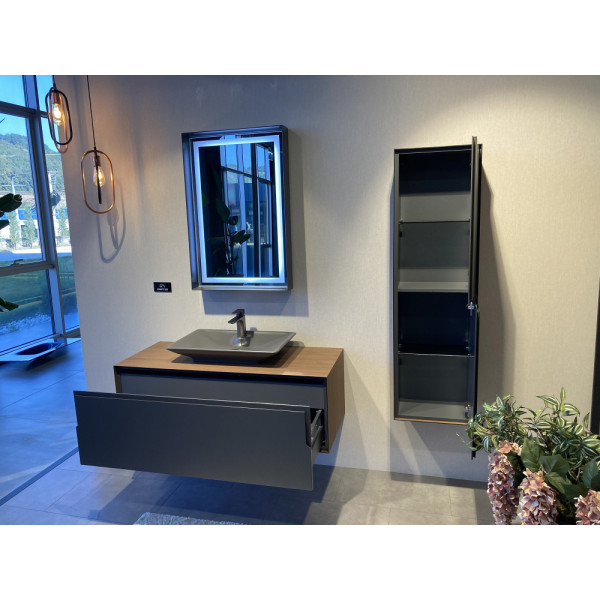 Тумба подвесная Orka Craft 1200x500x400 с раковиной орех/антрацит (5001127)