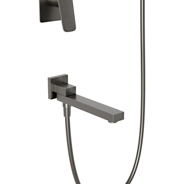 Душевая система BelBagno DUE с изливом оружейная сталь (DUE-VDSET-GM)