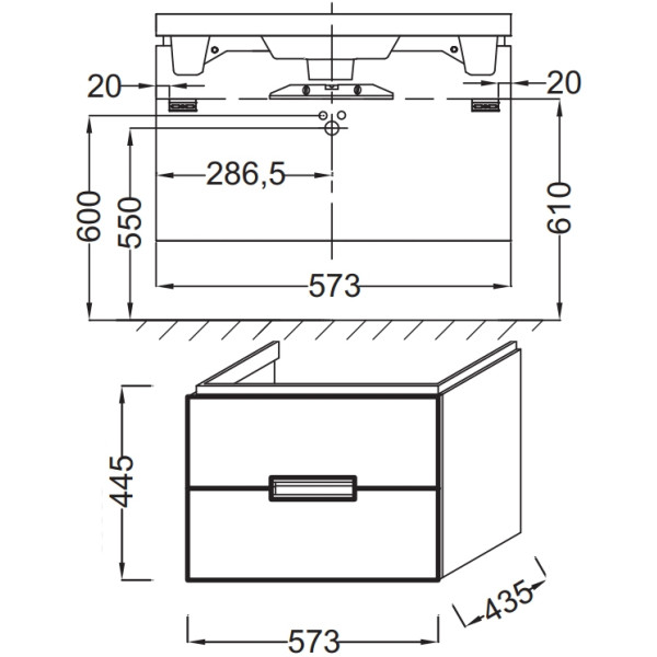 Тумба подвесная Jacob Delafon Reve 57,3 коричневый светлый (EB1134-G80)