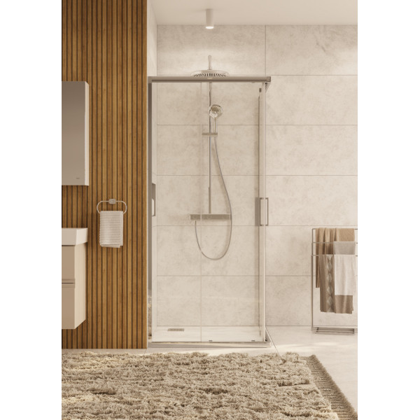 Душевой уголок Roca Leon 90x90x195 стекло прозрачное, профиль черный (Z.RU93.0.767.1)