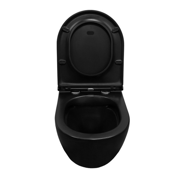 Унитаз подвесной Grado безободковый чёрный матовый с сидением микролифт 490x370x360 (AZ-0046N-MB) Унитаз подвесной Grado безободковый чёрный матовый с сидением микролифт 490x370x360 (AZ-0046N-MB)