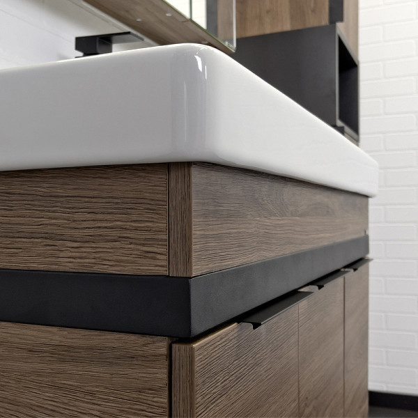 Тумба подвесная с раковиной Comforty Соло 900x150x800 дуб темно-коричневый (00-00010979)