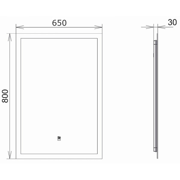 Зеркало с подсветкой Comforty Эдельвейс 650x30x800 (00-00014153)