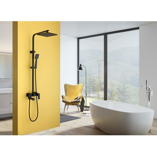 Душевая система Abber Daheim с изливом черный матовый (AF8216BL)