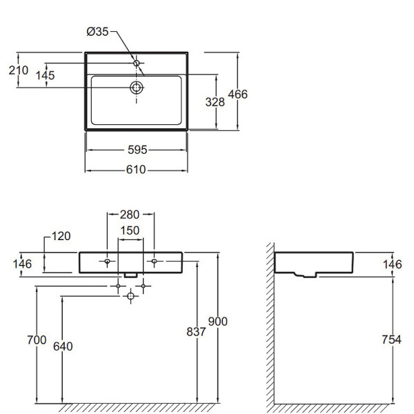 Раковина подвесная Jacob Delafon Vivienne 61x46,6 белая (EXBH112-00)