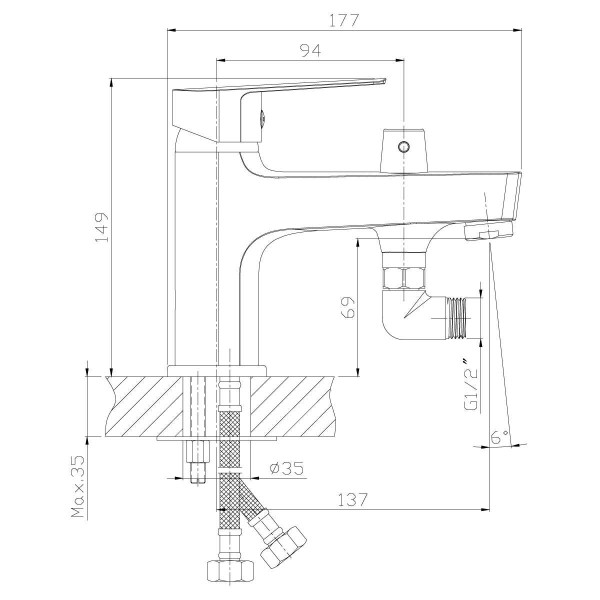 Смеситель для ванны и душа Rossinka S35-38 с душевым комплектом (S35-38)