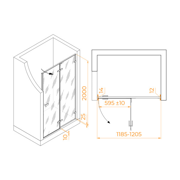 Душевая дверь RGW Stilvoll 120x200 стекло прозрачное, профиль хром (353200412-11)