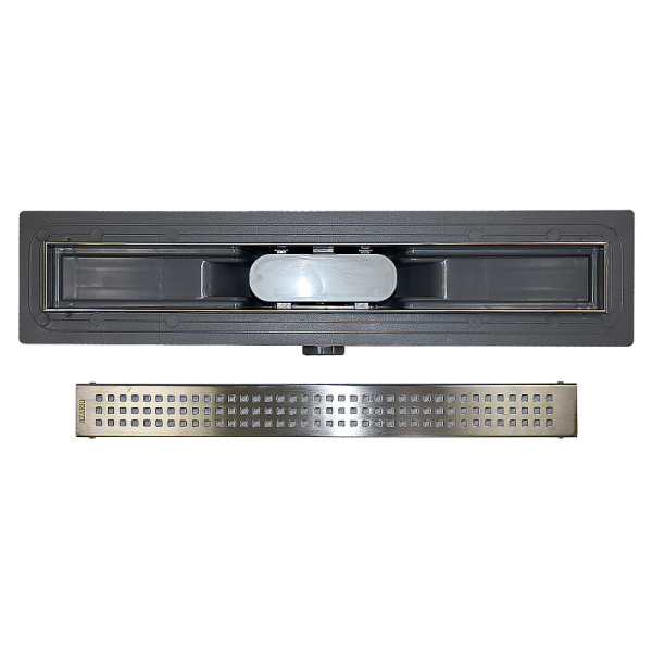 Душевой лоток горизонтальный Azario 600 выход 40 Cube хром