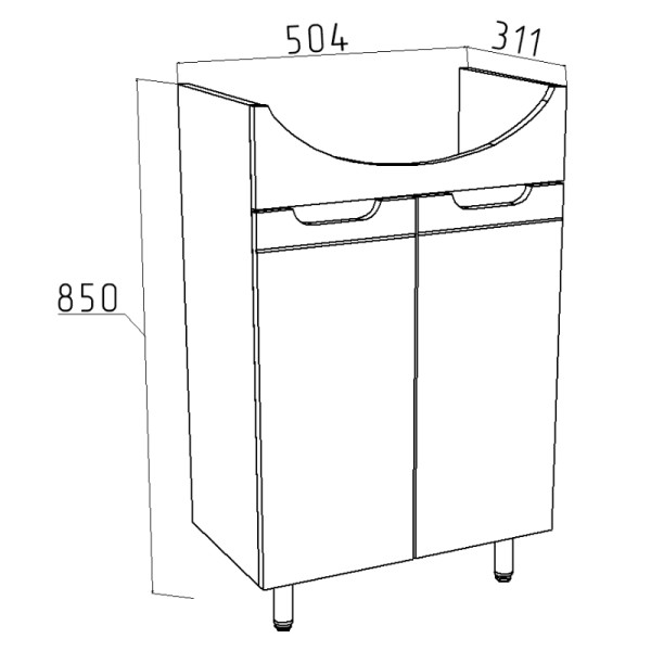 Тумба напольная Melodia Омега 55 (Элеганс 55) 2 двери белая (MFR80002WT)