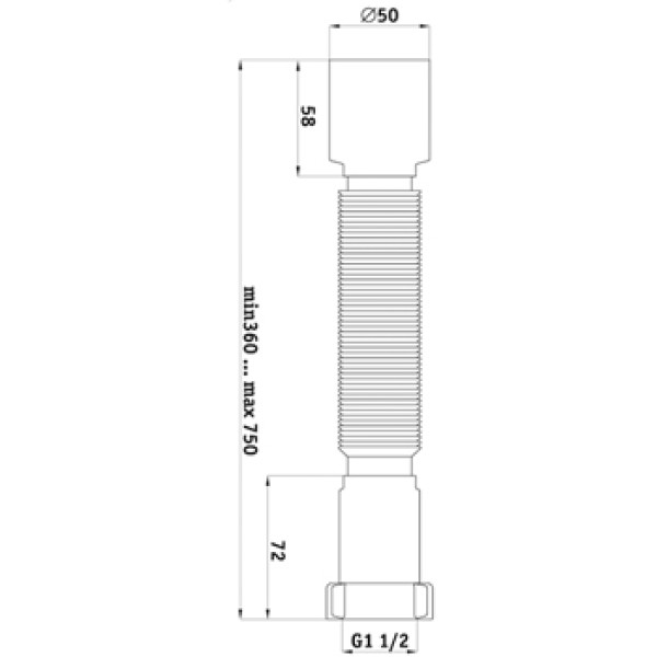 Отвод гофр. переходной 1 1/2"*50 АНИ (320-730 мм.) АНИ пласт (K105)