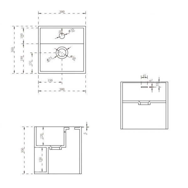Тумба-раковина подвесная Abber Stein 300x300x300 белая матовая (AS2639)