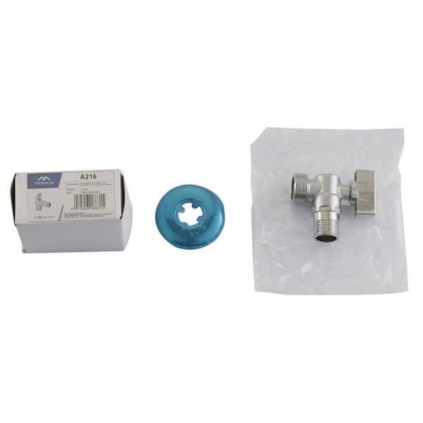 Кран шаровый угловой Fashun 1/2"*3/4" для подключ. гидротехнич. бытовых приборов (A216)