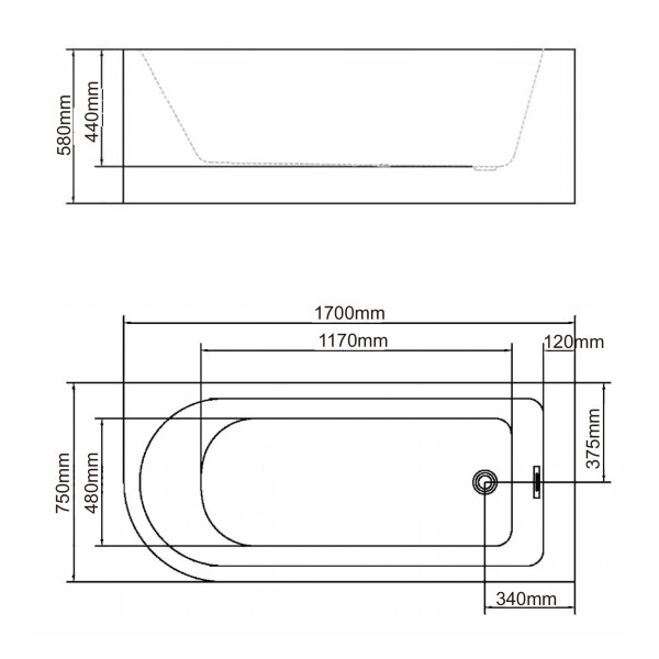Ванна акриловая отдельностоящая Swedbe Vita 1700x750x580 белая (8843) Ванна акриловая отдельностоящая Swedbe Vita 1700x750x580 белая (8843)