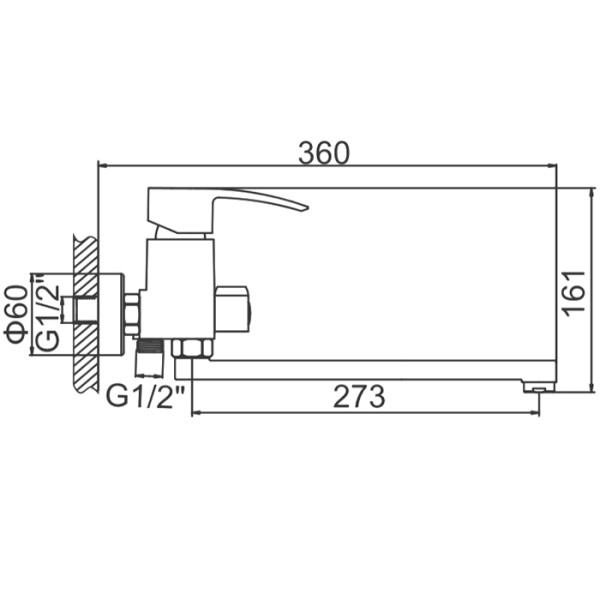 Смеситель для ванны и душа Ledeme с душевым гарнитуром (L2243)