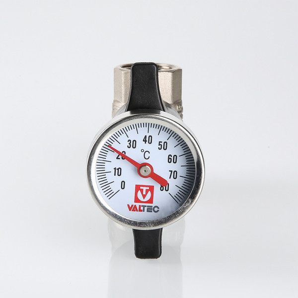 Кран 1/2" ВВ шаровый c термометром Valtec VT.808.N.04 Кран 1/2" ВВ шаровый c термометром Valtec VT.808.N.04