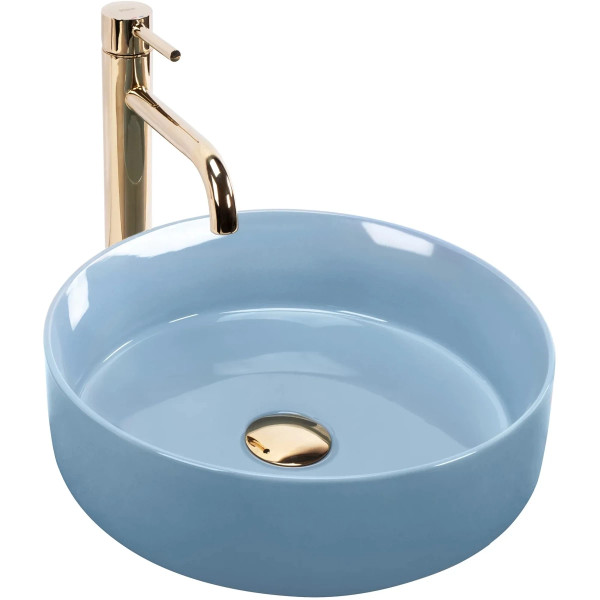 Раковина накладная REA Sami L.blue shiny 37x37x11,5 голубая (REA-U6619)