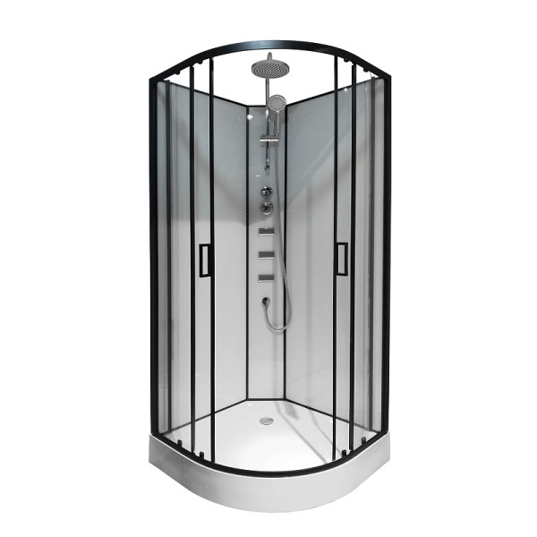 Душевая кабина Loranto 100x100x190 стекло прозрачное, профиль черный (CS-21811-10)