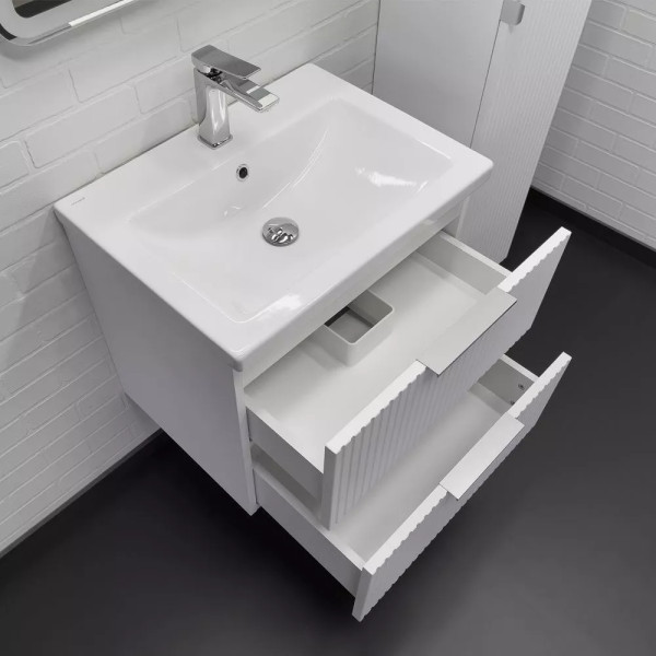 Тумба подвесная с раковиной Comforty Лима 600x450x560 белый матовый (00-00019210)