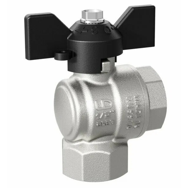 Кран угловой 1/2" ВВ шаровый LD Pride (чёрная бабочка) (LD 47.200.15)