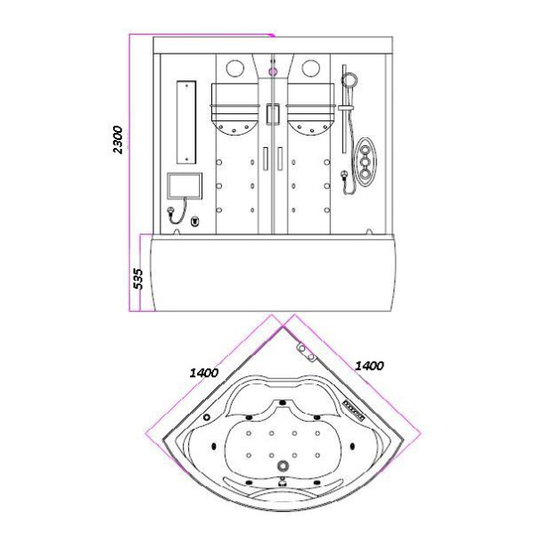 Гидробокс BandHours Tondo 140х140х230 Гидробокс BandHours Tondo 140х140х230