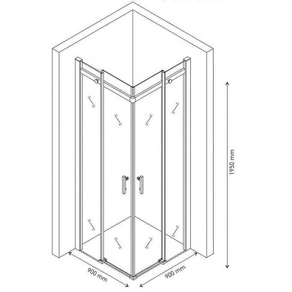 Душевой уголок Berges Melita 900*900*1950 стекло прозрачное, профиль хром сильвер (61028)