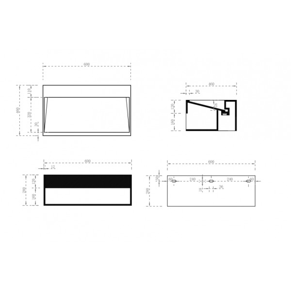 Тумба-раковина подвесная Abber Stein 280x600x480 белая матовая (AS2645-0.6)