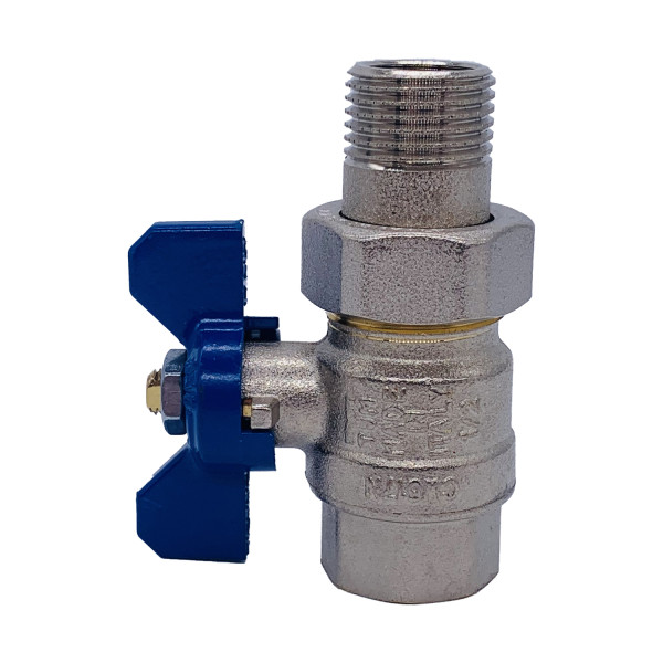 Кран шаровый со сгоном Tiemme 1/2" (синяя бабочка) (2120060) Кран шаровый со сгоном Tiemme 1/2" (синяя бабочка) (2120060)