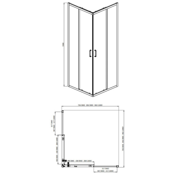 Душевой уголок Aquatek 90x90x200 профиль хром, стекло прозрачное (AQ ARI KV 09020CH)